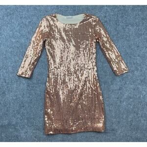 Rochelle Carino Dress Small Rose Gold Sequin Metallic Girly Glitter Sparkle